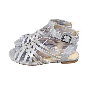 Johnston & Murphy Shoes Womens Size 7.5 Hallie Silver Leather Strappy Sandals